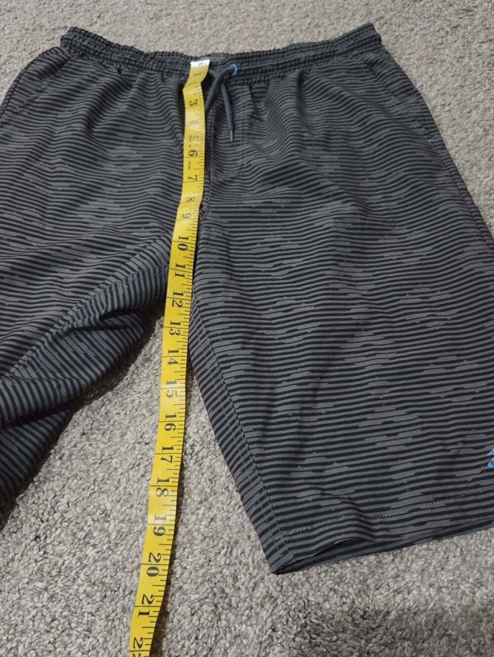 Eddie Bauer Kids Black Striped Swim Board Shorts with Subtle Blue Logo Accent XL